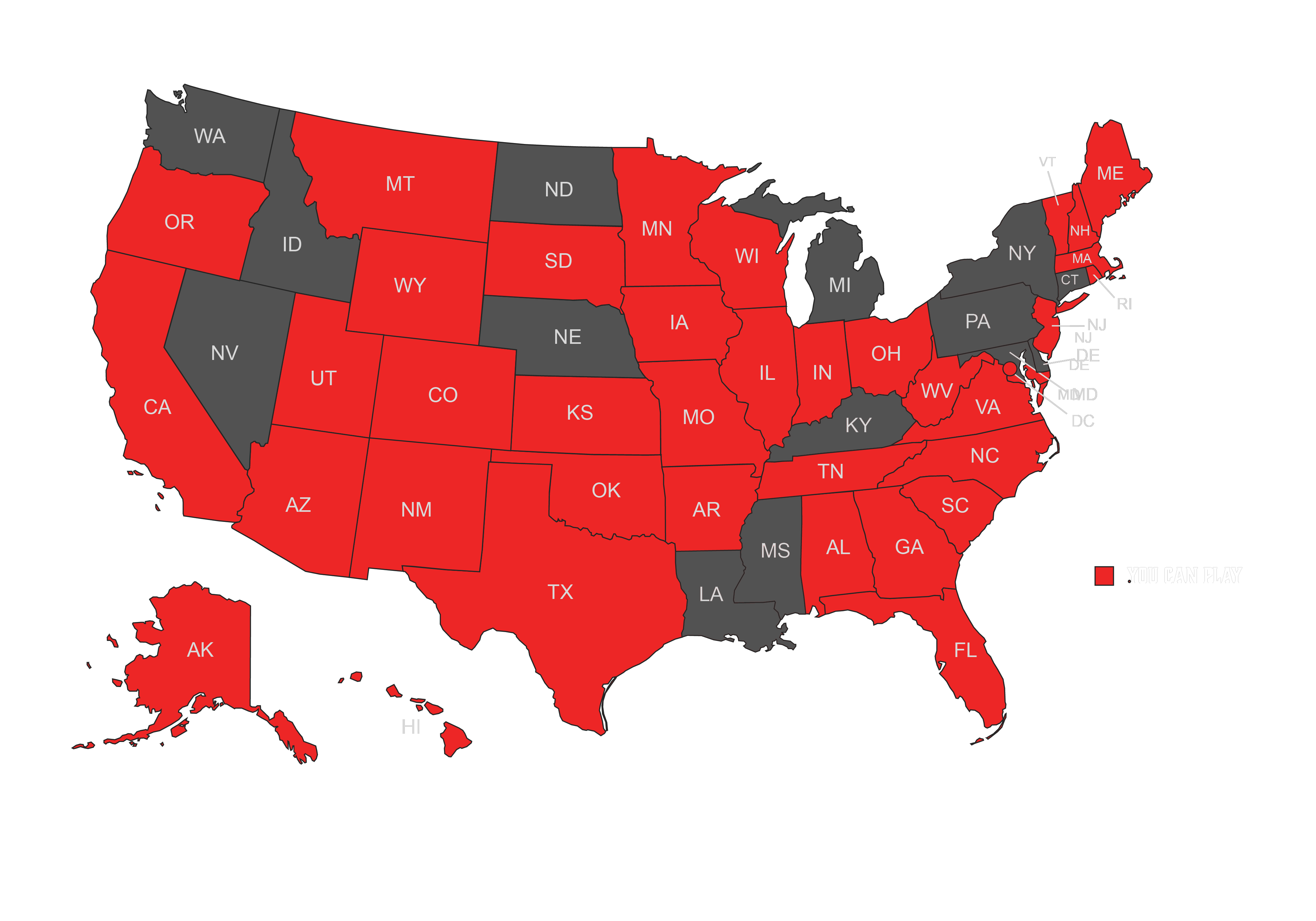 SpinSaga available states map in the United States
